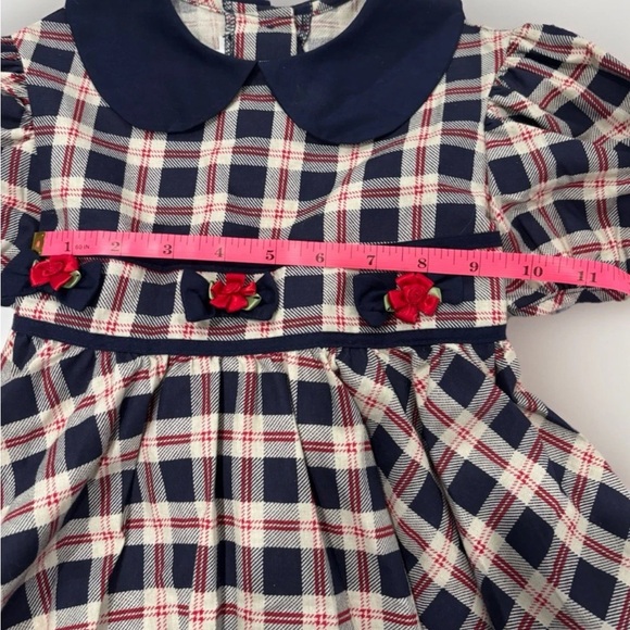 Plaid Navy and Red Little Girl Formal Dress - Picture 10 of 10